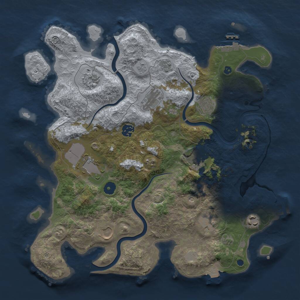 Rust Map: Procedural Map, Size: 3700, Seed: 1161871875, 16 Monuments
