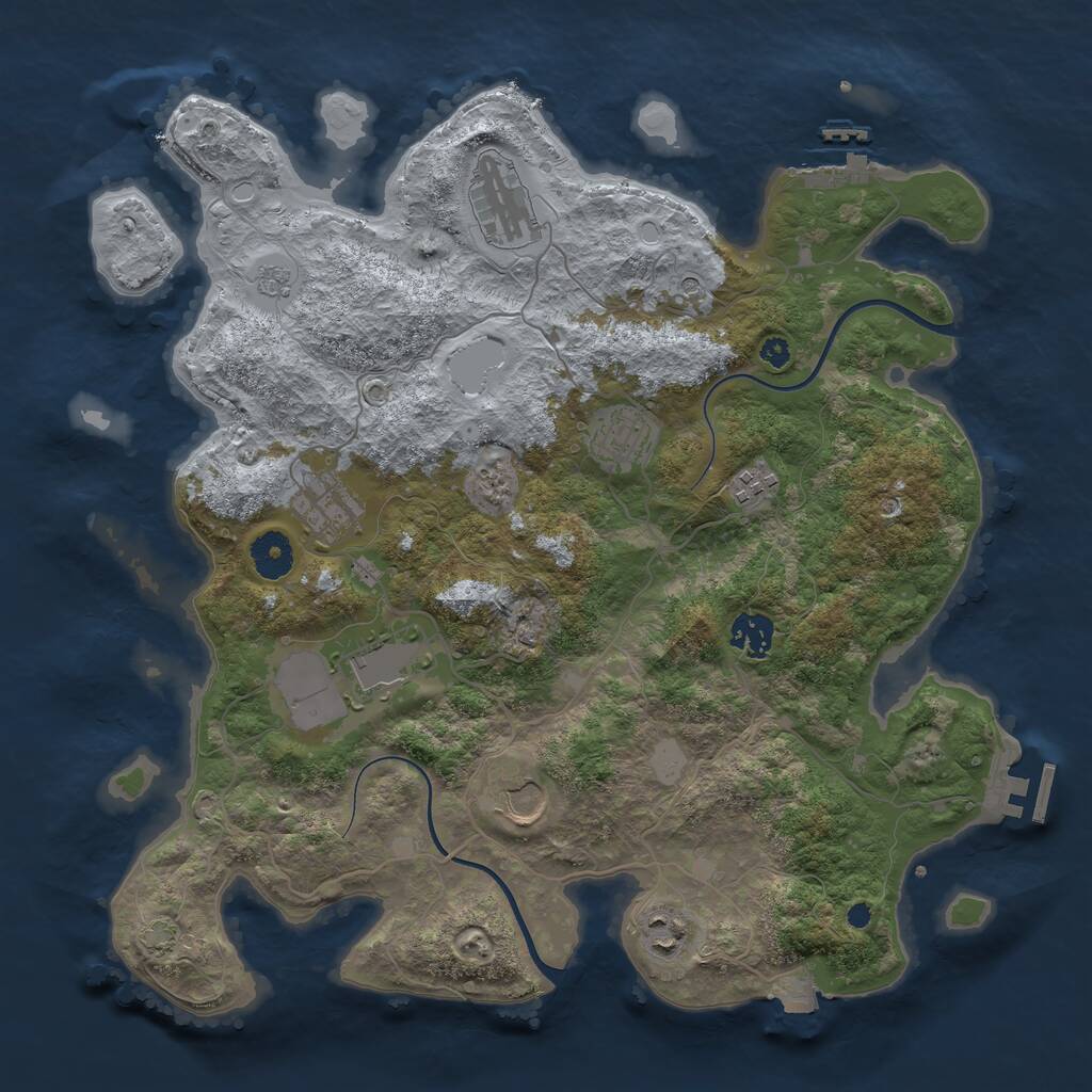 Rust Map: Procedural Map, Size: 3700, Seed: 1161871875, 14 Monuments