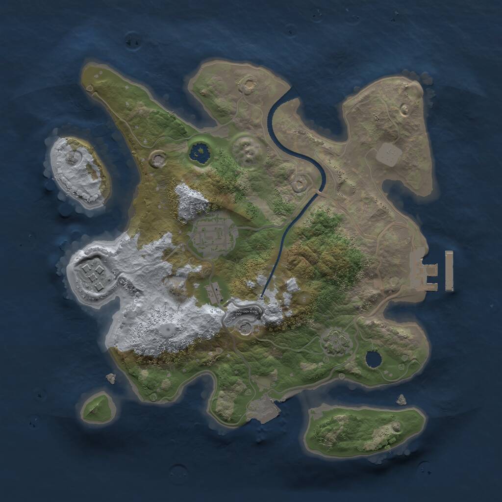 Rust Map: Procedural Map, Size: 2500, Seed: 1075929011, 6 Monuments