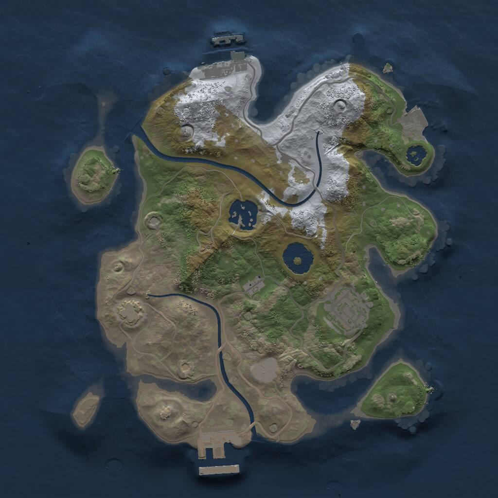 Rust Map: Procedural Map, Size: 2500, Seed: 1187736586, 6 Monuments