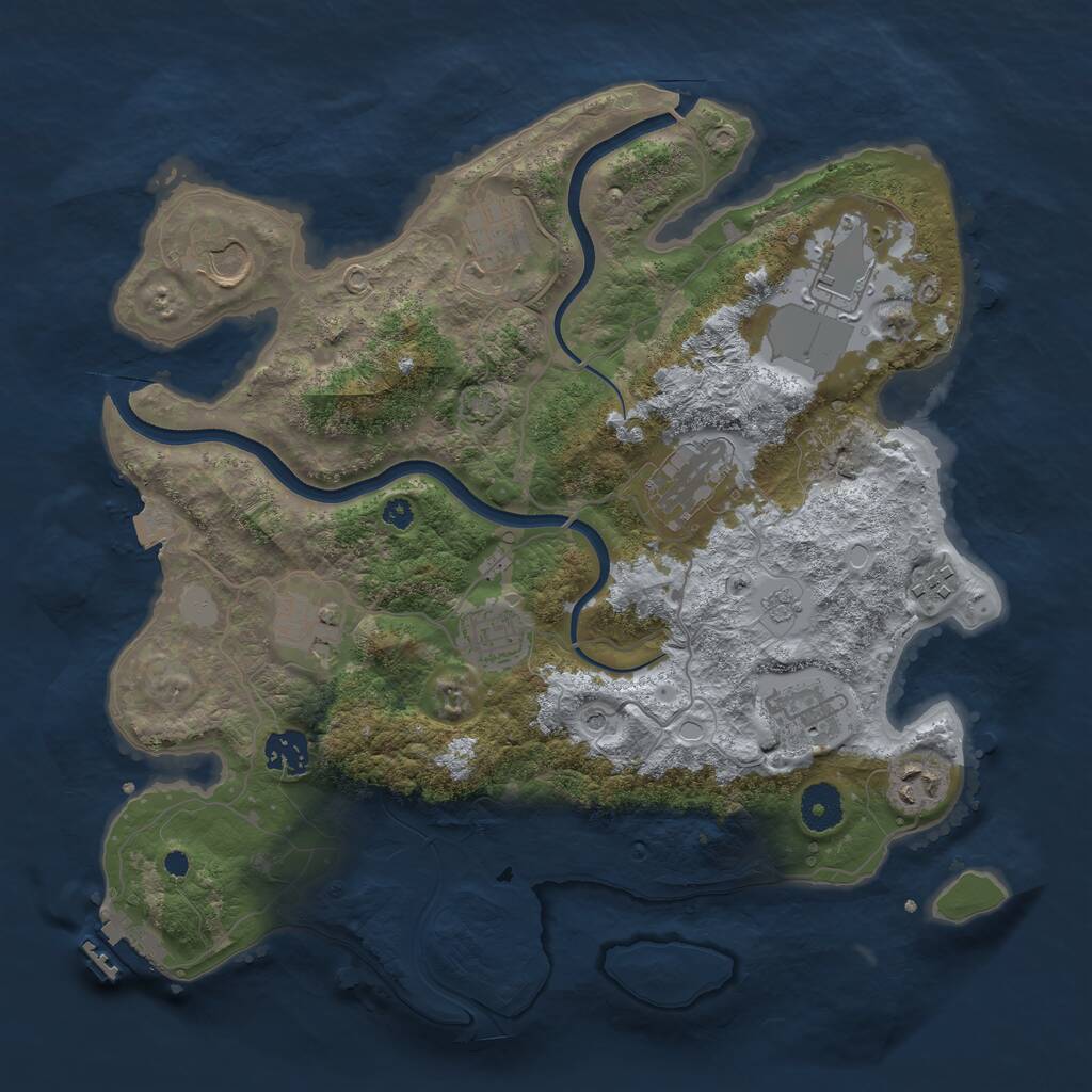 Rust Map: Procedural Map, Size: 3600, Seed: 128341891, 15 Monuments