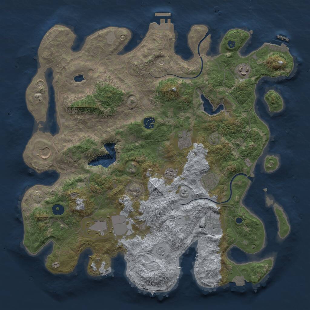 Rust Map: Procedural Map, Size: 4000, Seed: 1211190339, 14 Monuments