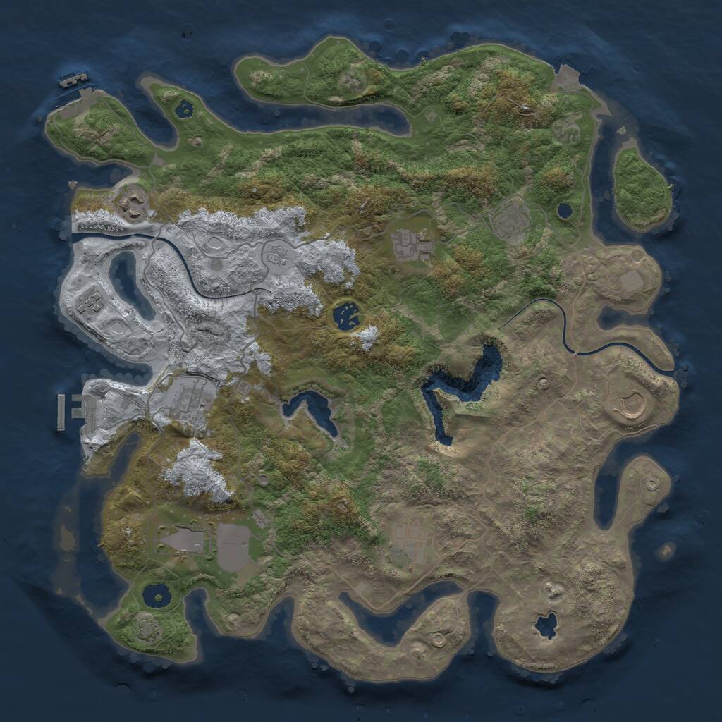 Rust Map: Procedural Map, Size: 4000, Seed: 48535, 14 Monuments