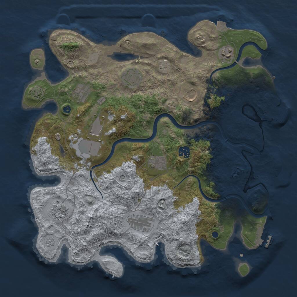 Rust Map: Procedural Map, Size: 3750, Seed: 1251563316, 16 Monuments