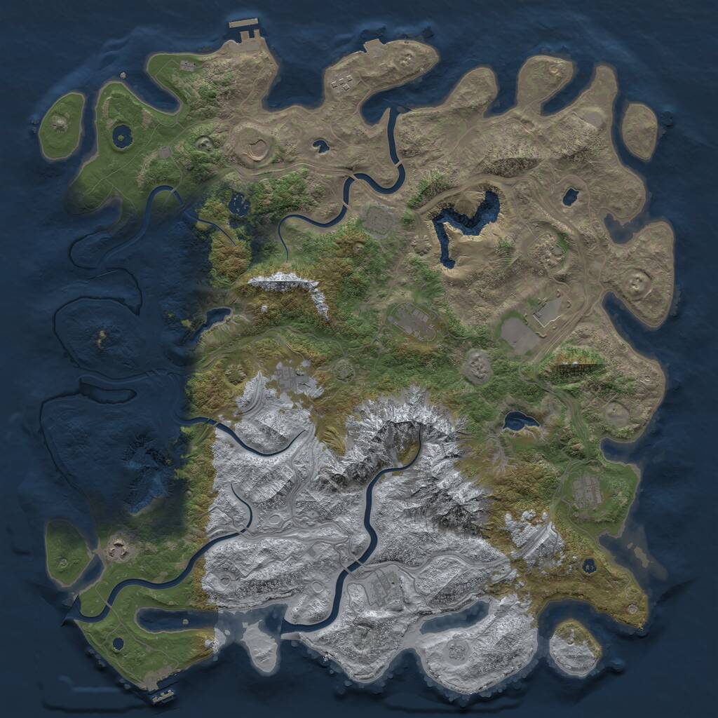 Rust Map: Procedural Map, Size: 5000, Seed: 2487574, 17 Monuments