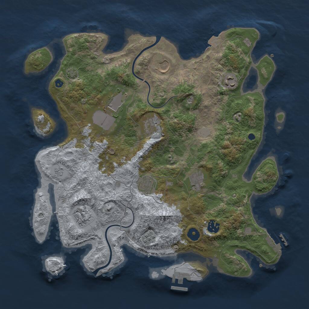 Rust Map: Procedural Map, Size: 3750, Seed: 1058034145, 15 Monuments