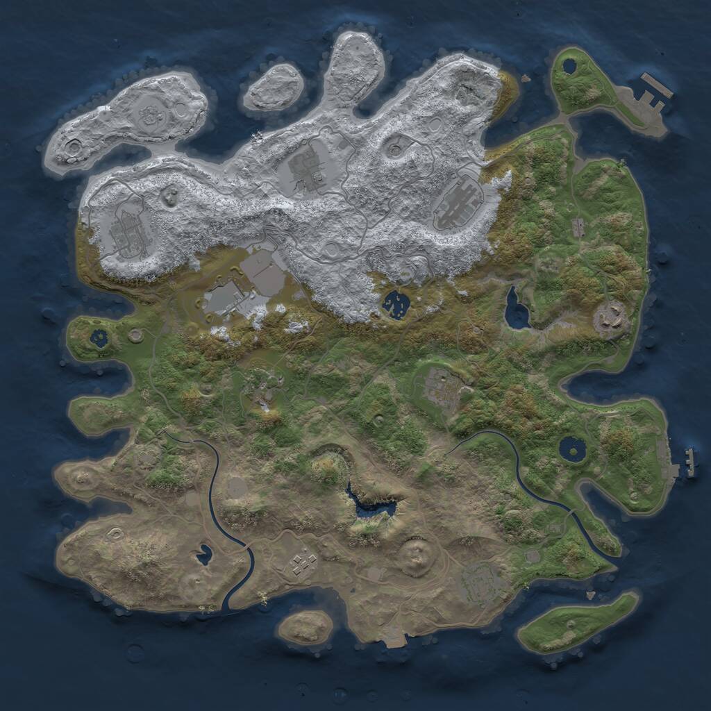 Rust Map: Procedural Map, Size: 4000, Seed: 967681263, 16 Monuments