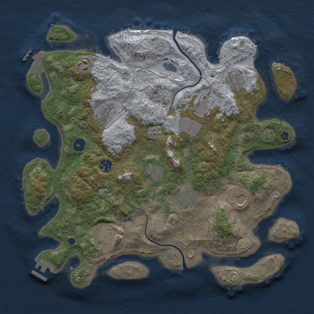 Rust Map: Procedural Map, Size: 3800, Seed: 24385, 16 Monuments