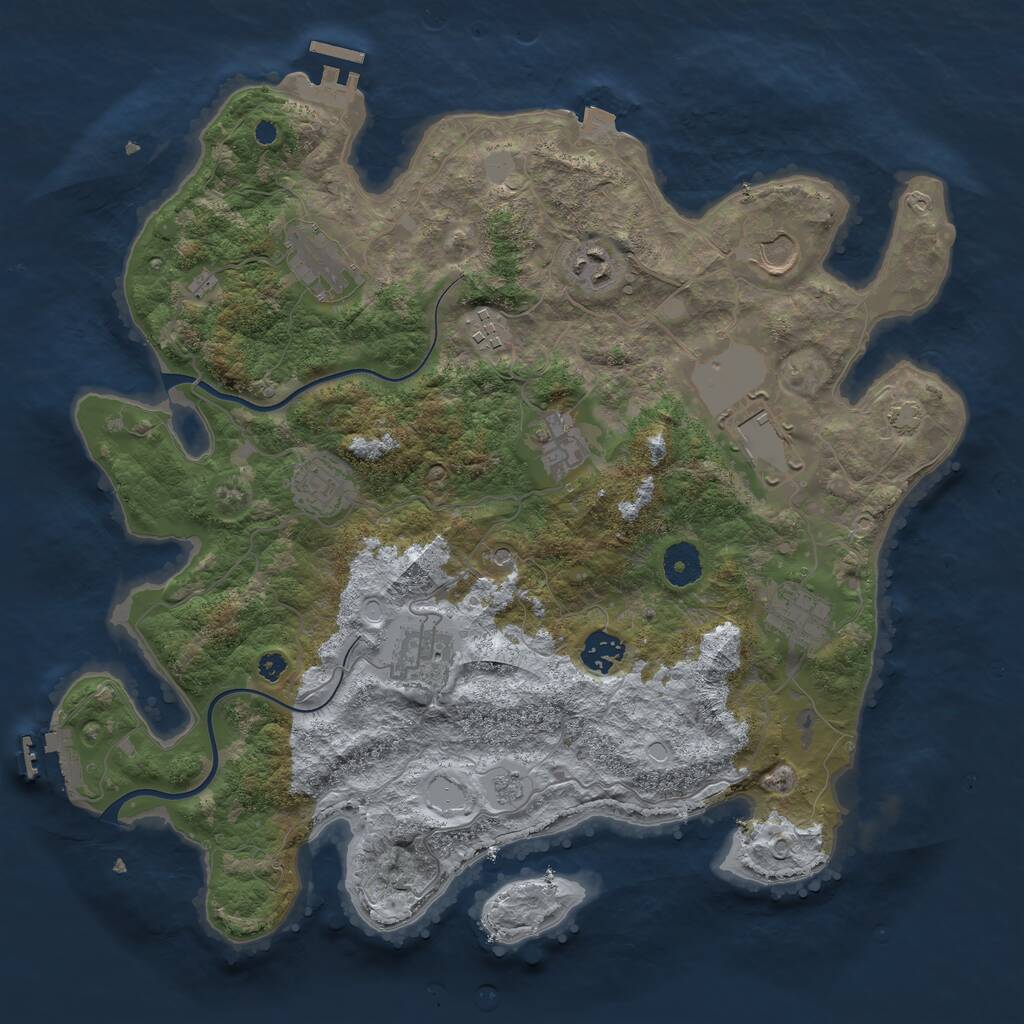 Rust Map: Procedural Map, Size: 3750, Seed: 259611326, 16 Monuments