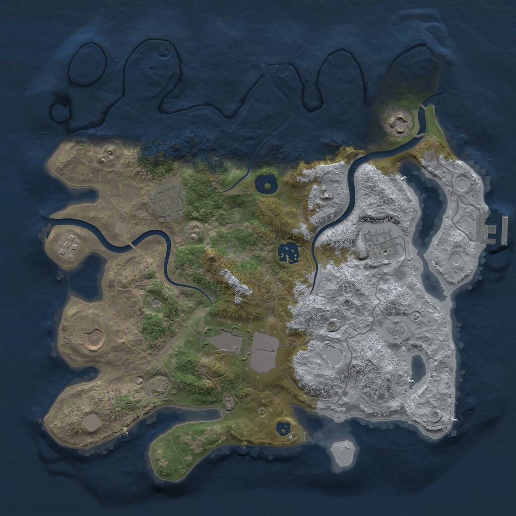 Rust Map: Procedural Map, Size: 3500, Seed: 479620764, 12 Monuments