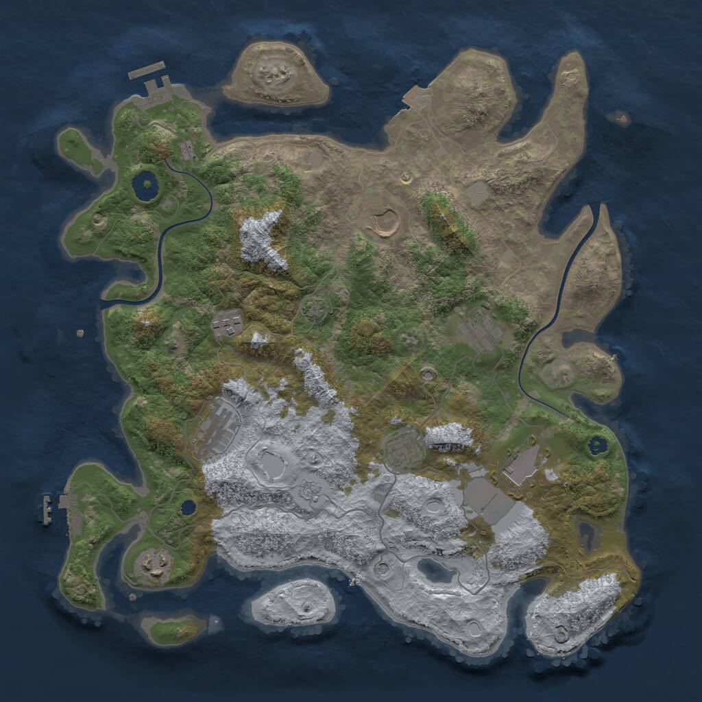 Rust Map: Procedural Map, Size: 3750, Seed: 4899221, 13 Monuments