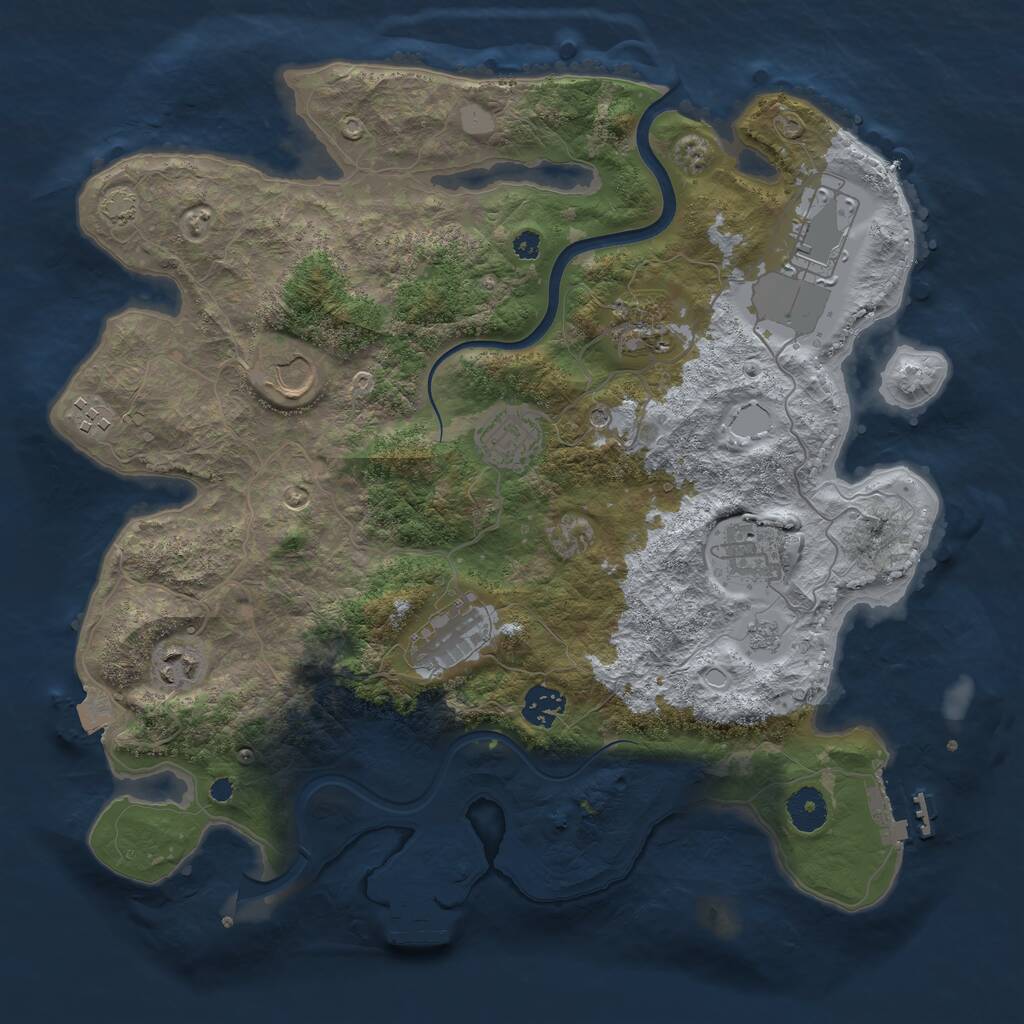 Rust Map: Procedural Map, Size: 3700, Seed: 572834195, 15 Monuments