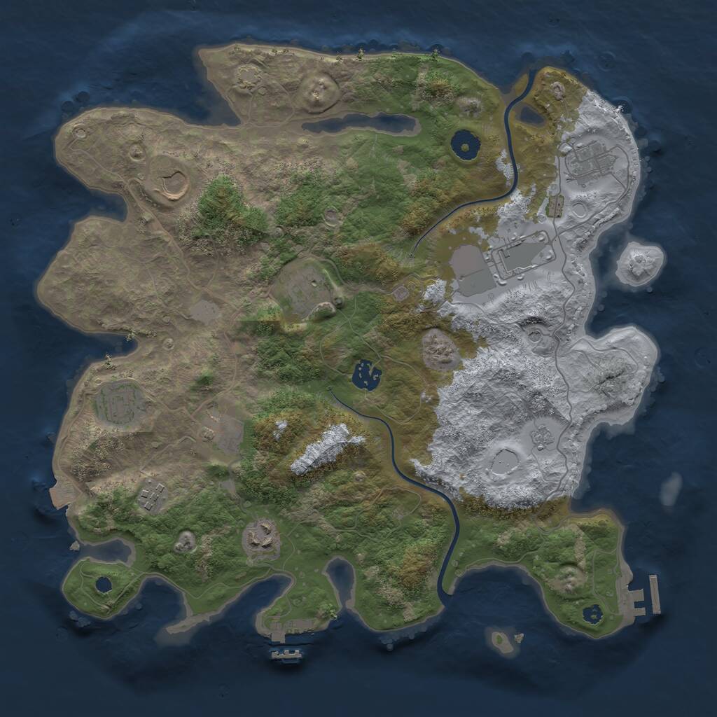Rust Map: Procedural Map, Size: 3700, Seed: 572834195, 15 Monuments