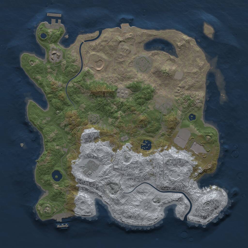 Rust Map: Procedural Map, Size: 3500, Seed: 25022, 14 Monuments