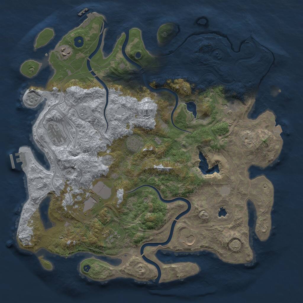 Rust Map: Procedural Map, Size: 4250, Seed: 1355805404, 14 Monuments