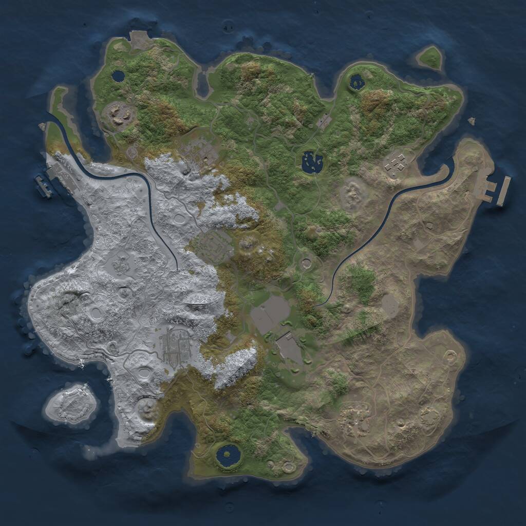 Rust Map: Procedural Map, Size: 3500, Seed: 718096230, 14 Monuments