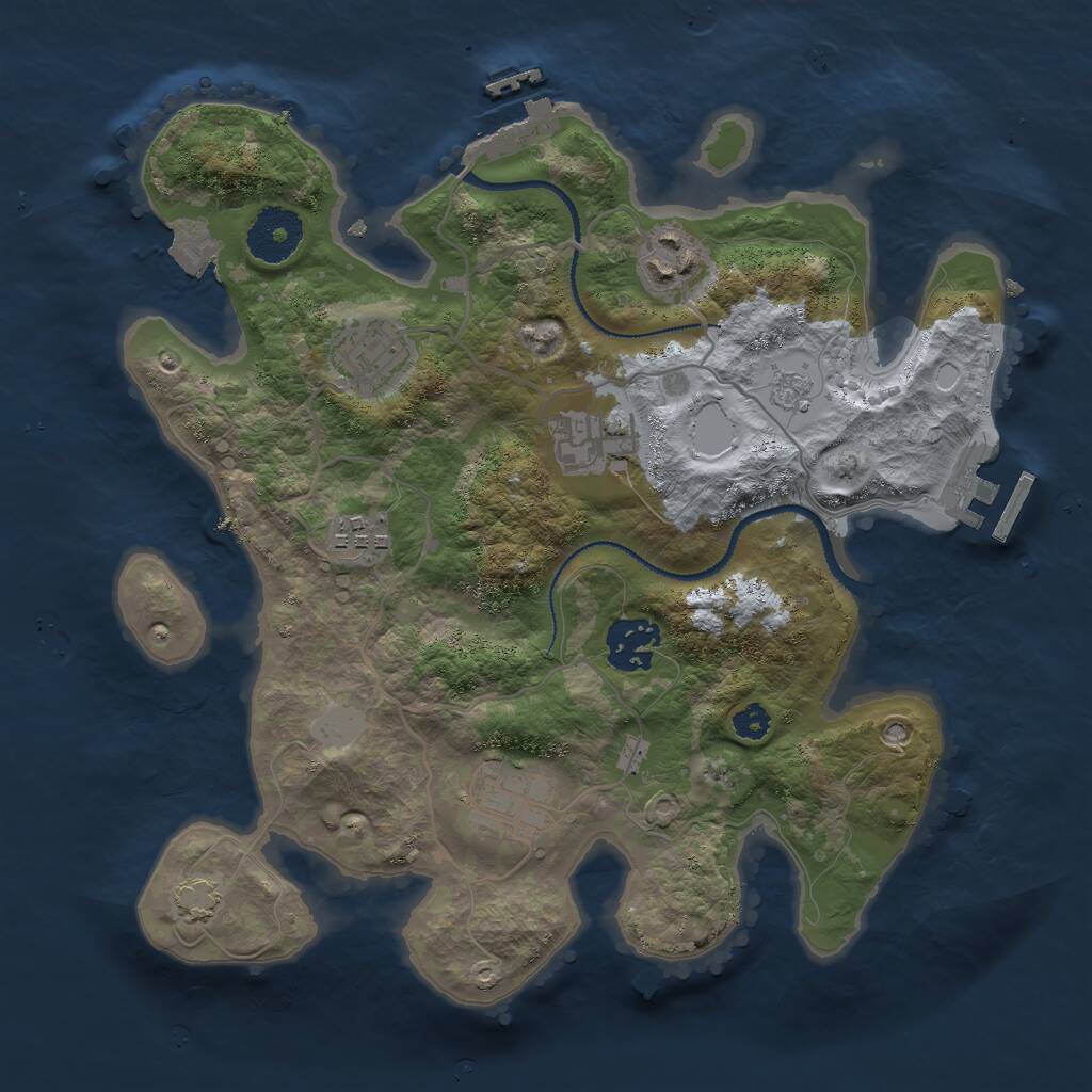 Rust Map: Procedural Map, Size: 3000, Seed: 214855, 11 Monuments