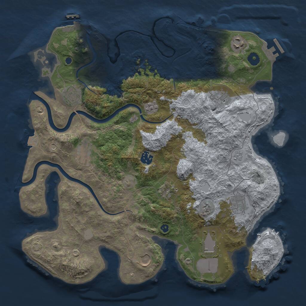 Rust Map: Procedural Map, Size: 3750, Seed: 1185734246, 16 Monuments