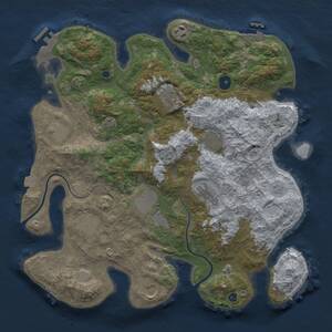 Thumbnail Rust Map: Procedural Map, Size: 3750, Seed: 1185734246, 15 Monuments