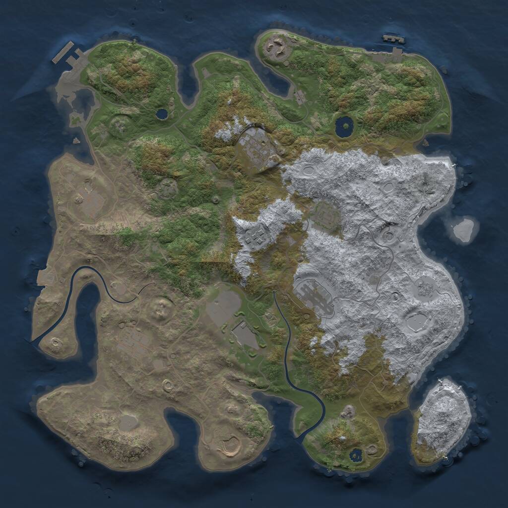 Rust Map: Procedural Map, Size: 3750, Seed: 1185734246, 15 Monuments