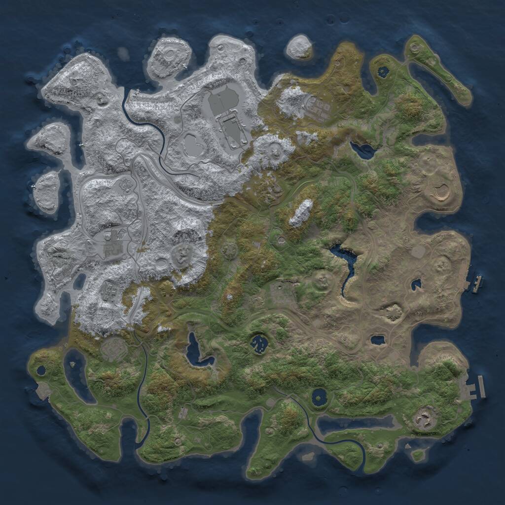 Rust Map: Procedural Map, Size: 4500, Seed: 1266683059, 16 Monuments
