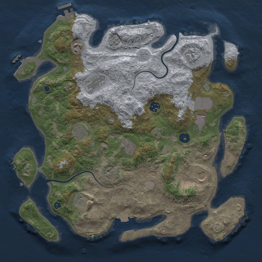 Rust Map: Procedural Map, Size: 3800, Seed: 12421, 16 Monuments