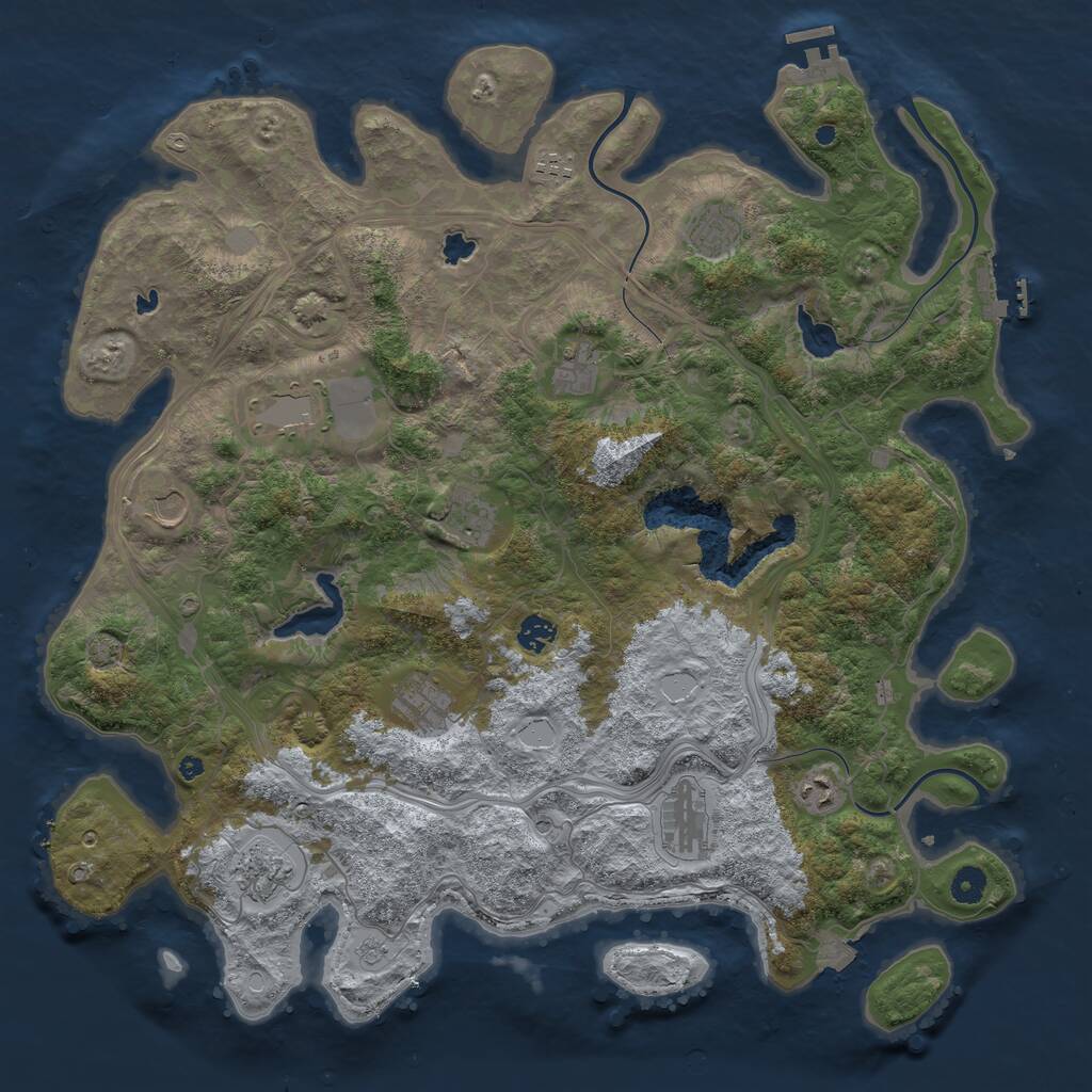 Rust Map: Procedural Map, Size: 4500, Seed: 2020839140, 17 Monuments