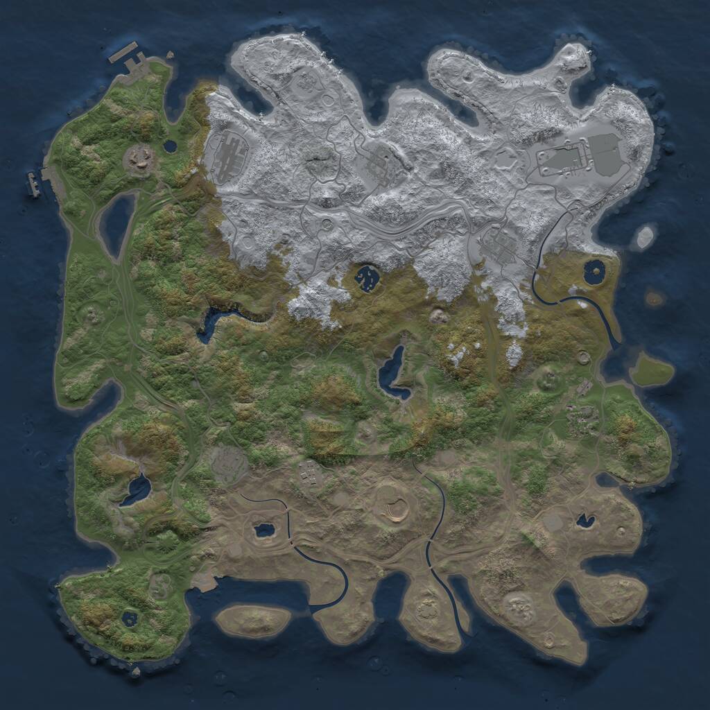 Rust Map: Procedural Map, Size: 4500, Seed: 833780744, 16 Monuments