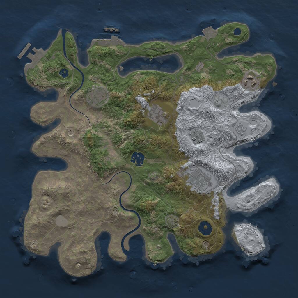 Rust Map: Procedural Map, Size: 3250, Seed: 1017541008, 12 Monuments