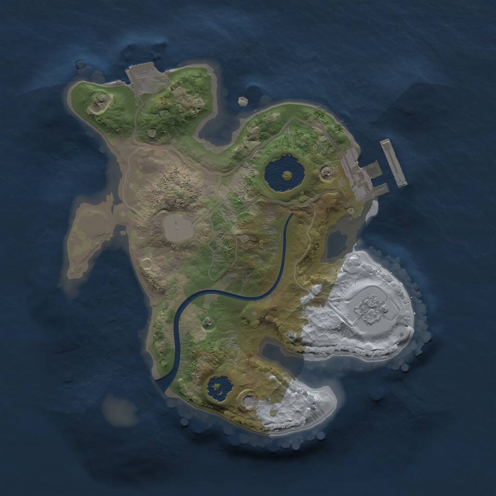 Rust Map: Procedural Map, Size: 2000, Seed: 1943165304, 3 Monuments