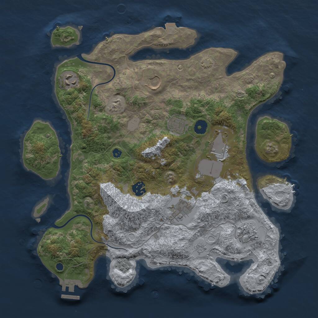 Rust Map: Procedural Map, Size: 3500, Seed: 1834213828, 12 Monuments