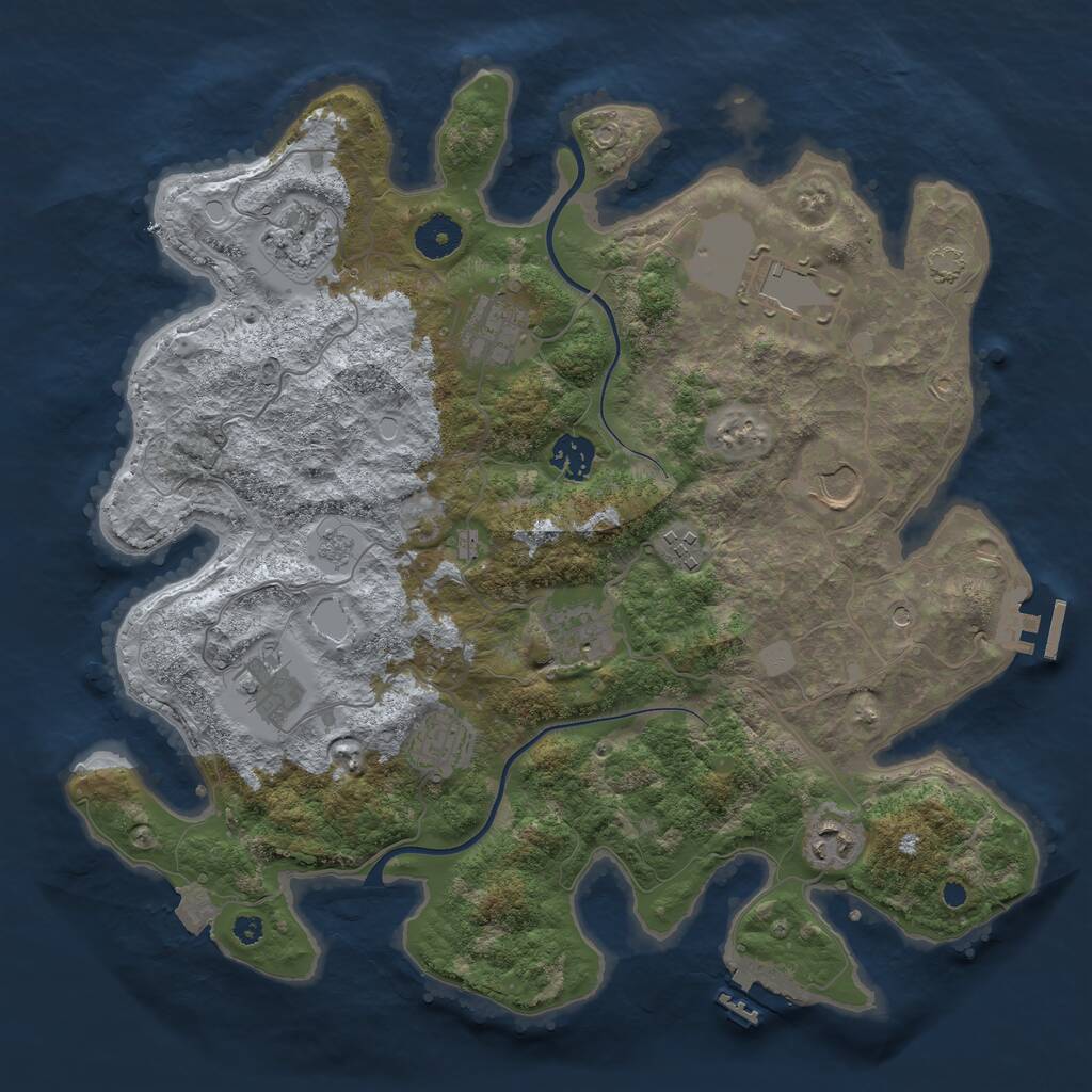 Rust Map: Procedural Map, Size: 3700, Seed: 522940026, 16 Monuments