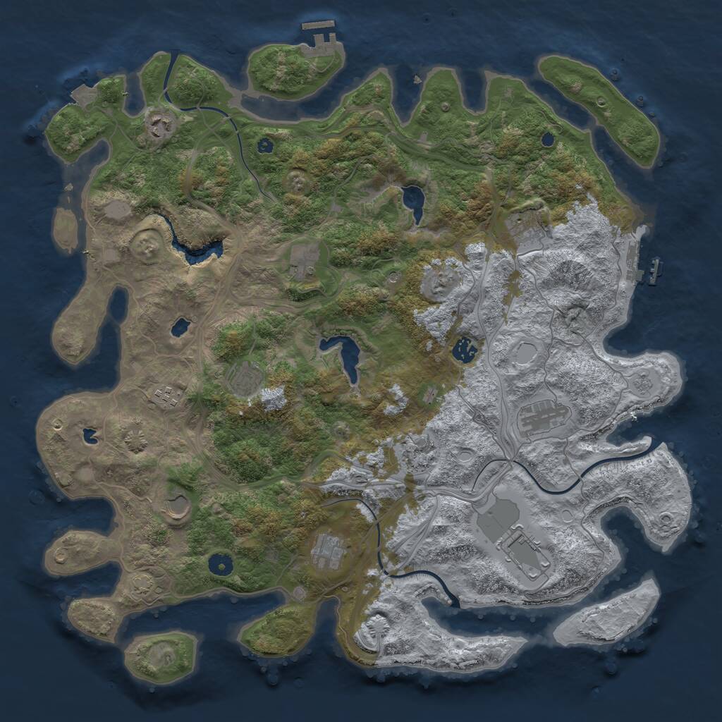 Rust Map: Procedural Map, Size: 4500, Seed: 779884317, 17 Monuments