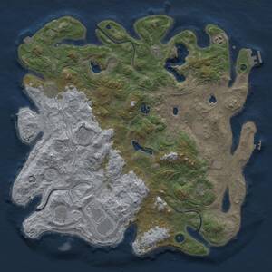 Thumbnail Rust Map: Procedural Map, Size: 4500, Seed: 974599994, 15 Monuments