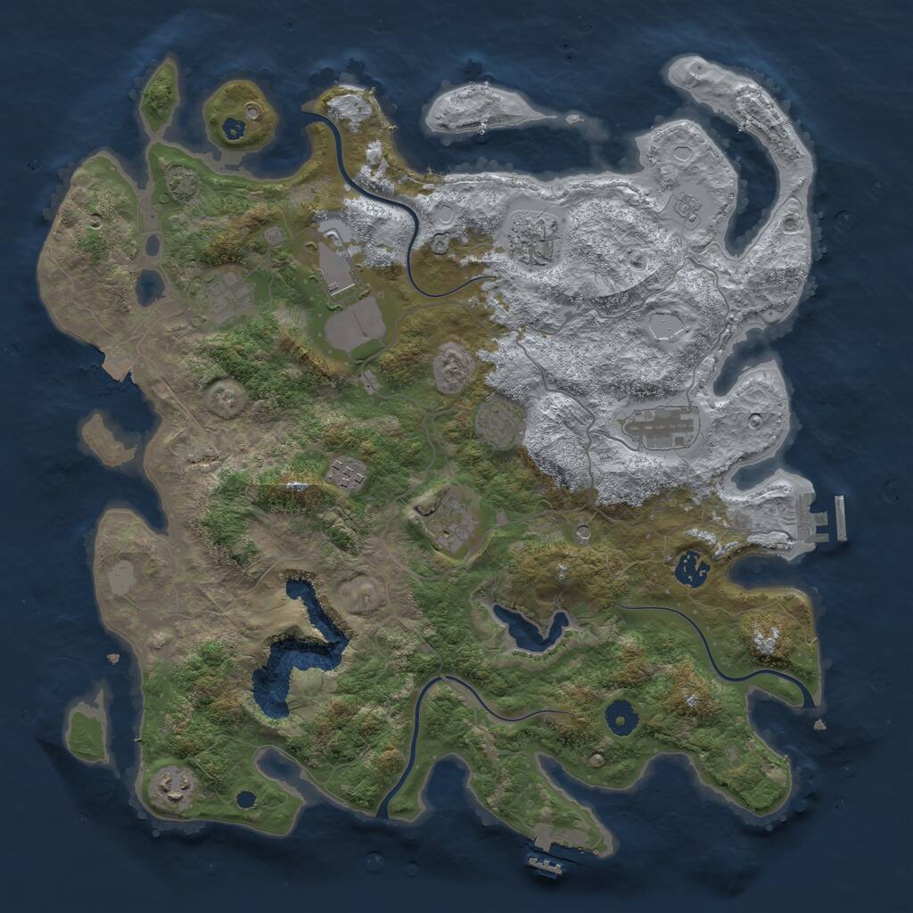 Rust Map: Procedural Map, Size: 4050, Seed: 1603304610, 15 Monuments