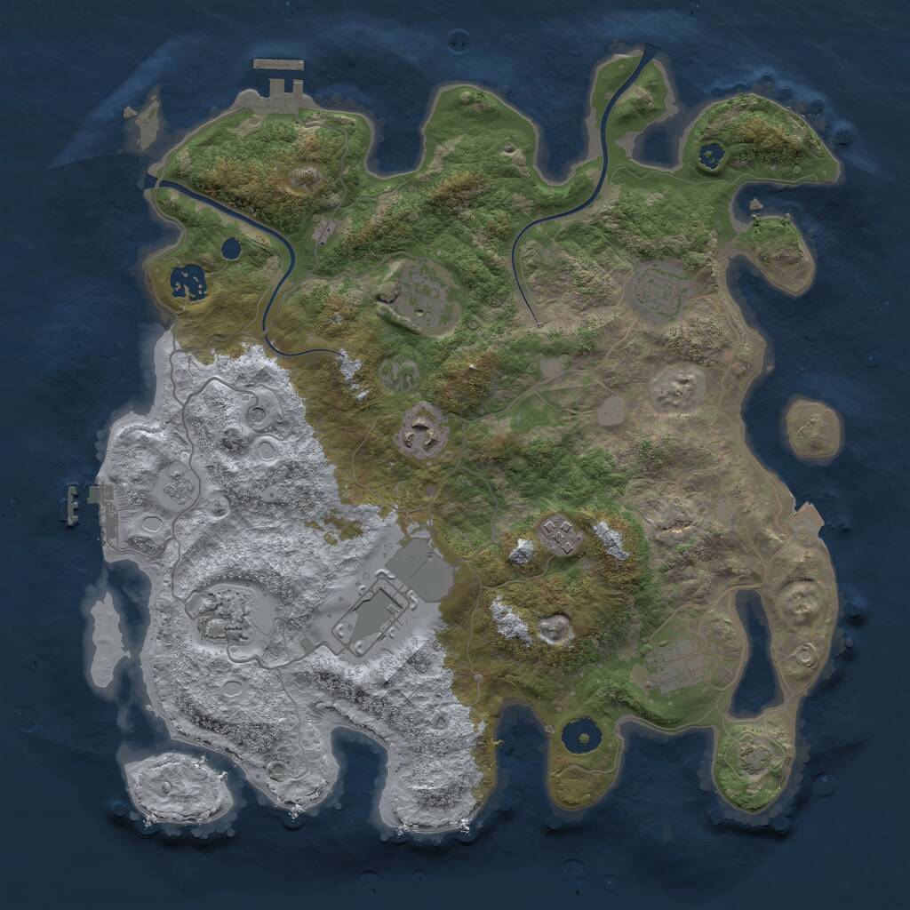 Rust Map: Procedural Map, Size: 3650, Seed: 25073108, 14 Monuments