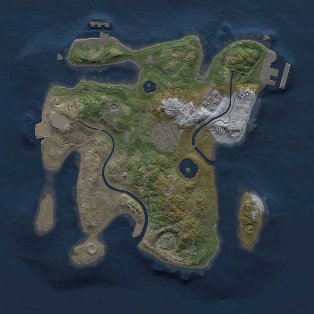 Rust Map: Procedural Map, Size: 2500, Seed: 205128707, 7 Monuments