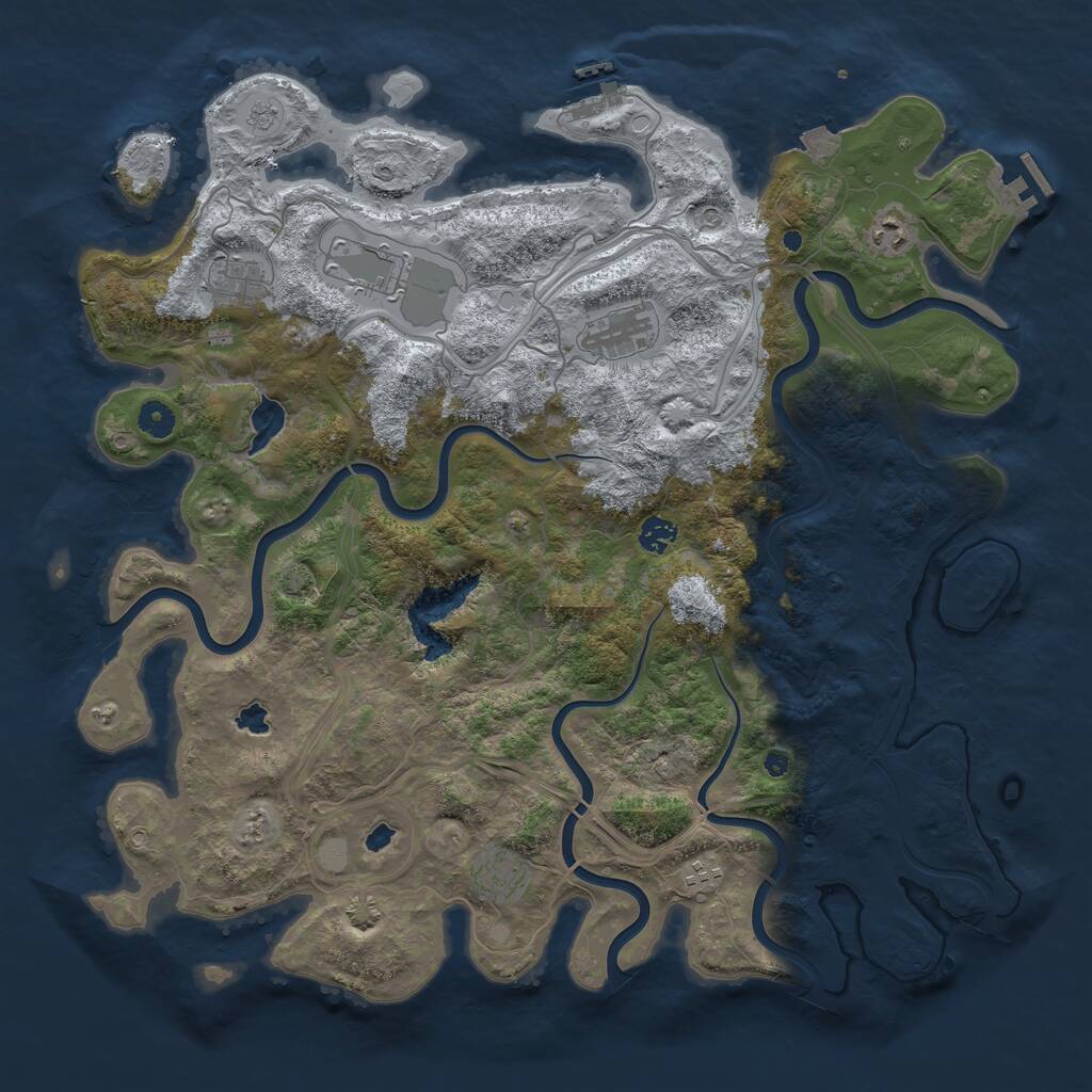 Rust Map: Procedural Map, Size: 4500, Seed: 1355428627, 13 Monuments