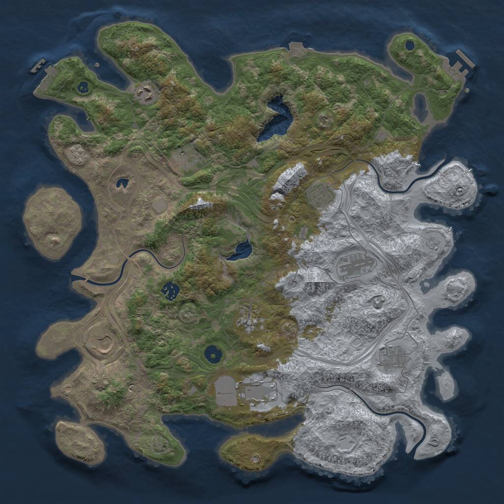 Rust Map: Procedural Map, Size: 4300, Seed: 492874912, 16 Monuments