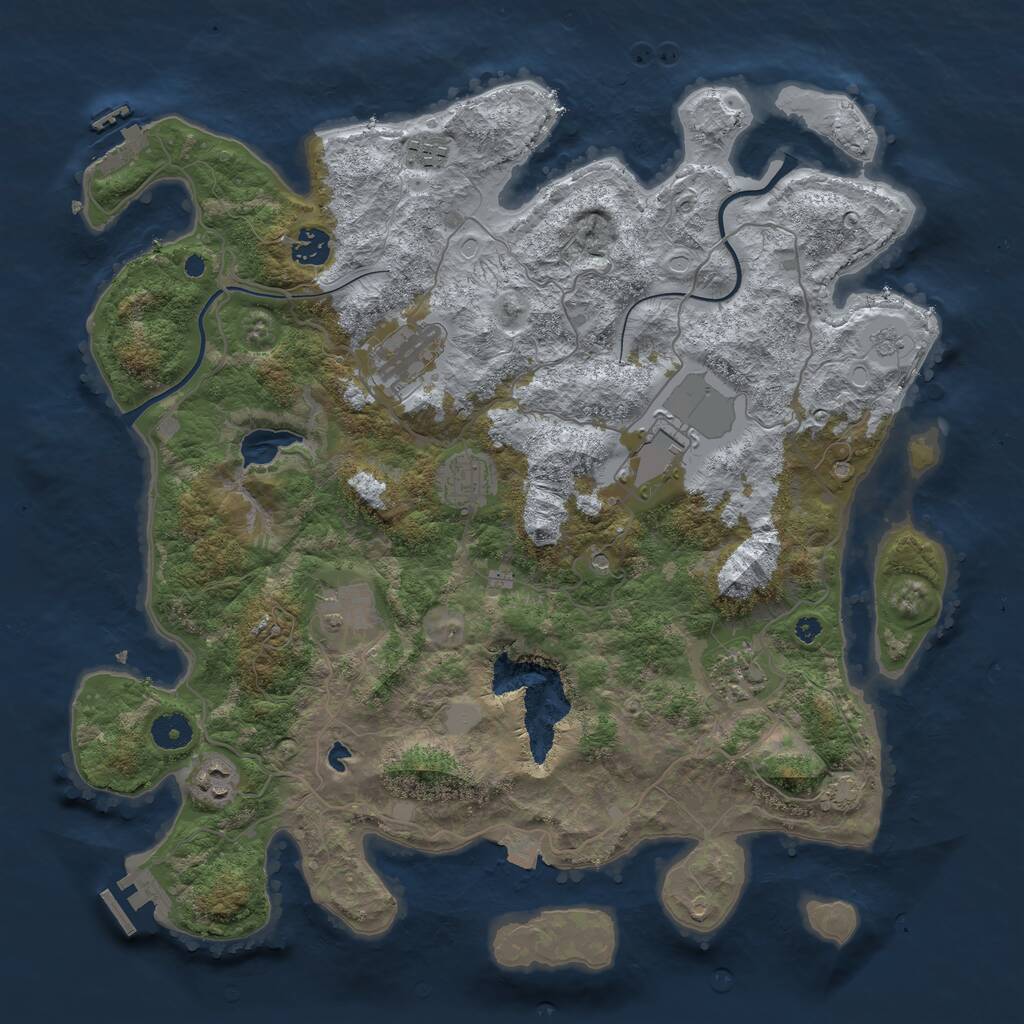 Rust Map: Procedural Map, Size: 4000, Seed: 1713730578, 14 Monuments