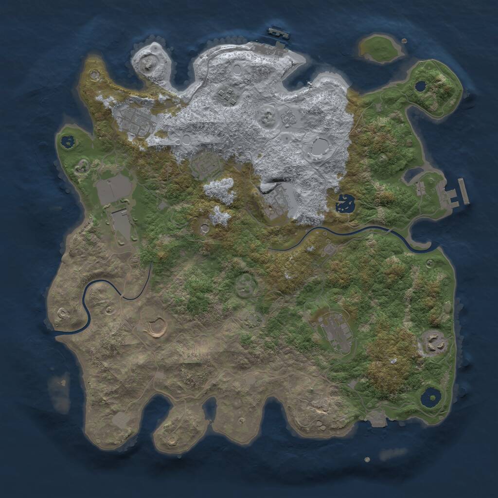 Rust Map: Procedural Map, Size: 3750, Seed: 340251669, 15 Monuments