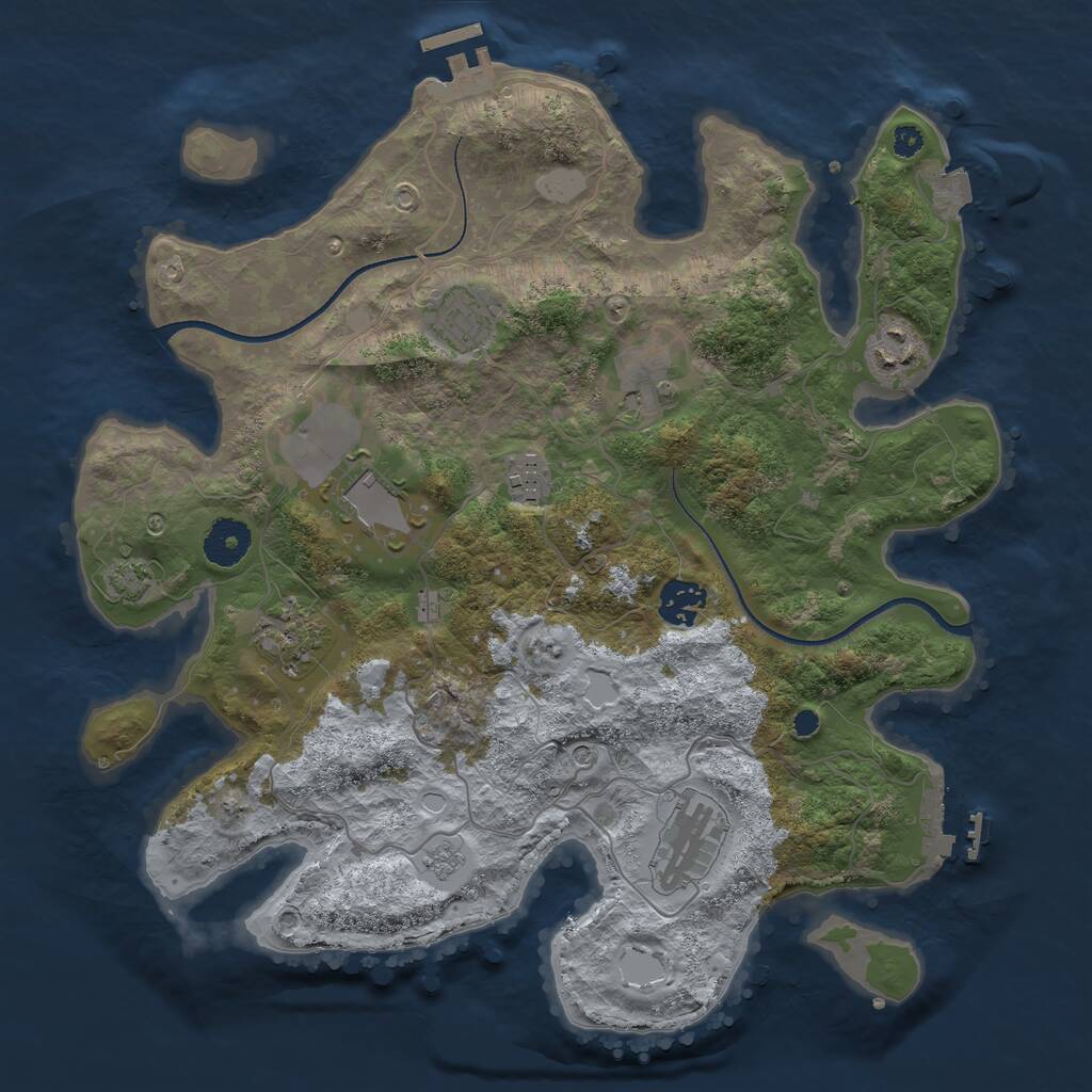 Rust Map: Procedural Map, Size: 3500, Seed: 290870028, 14 Monuments