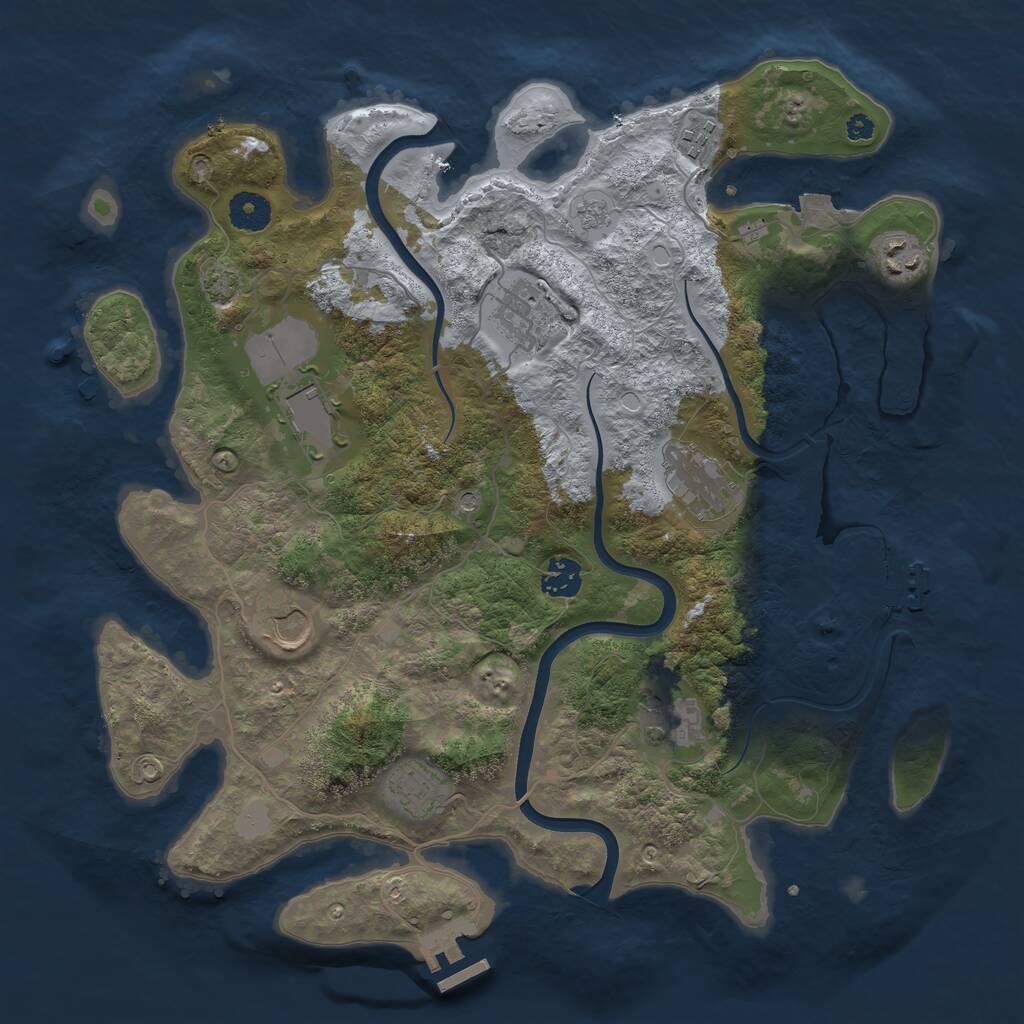 Rust Map: Procedural Map, Size: 3750, Seed: 1232424141, 15 Monuments