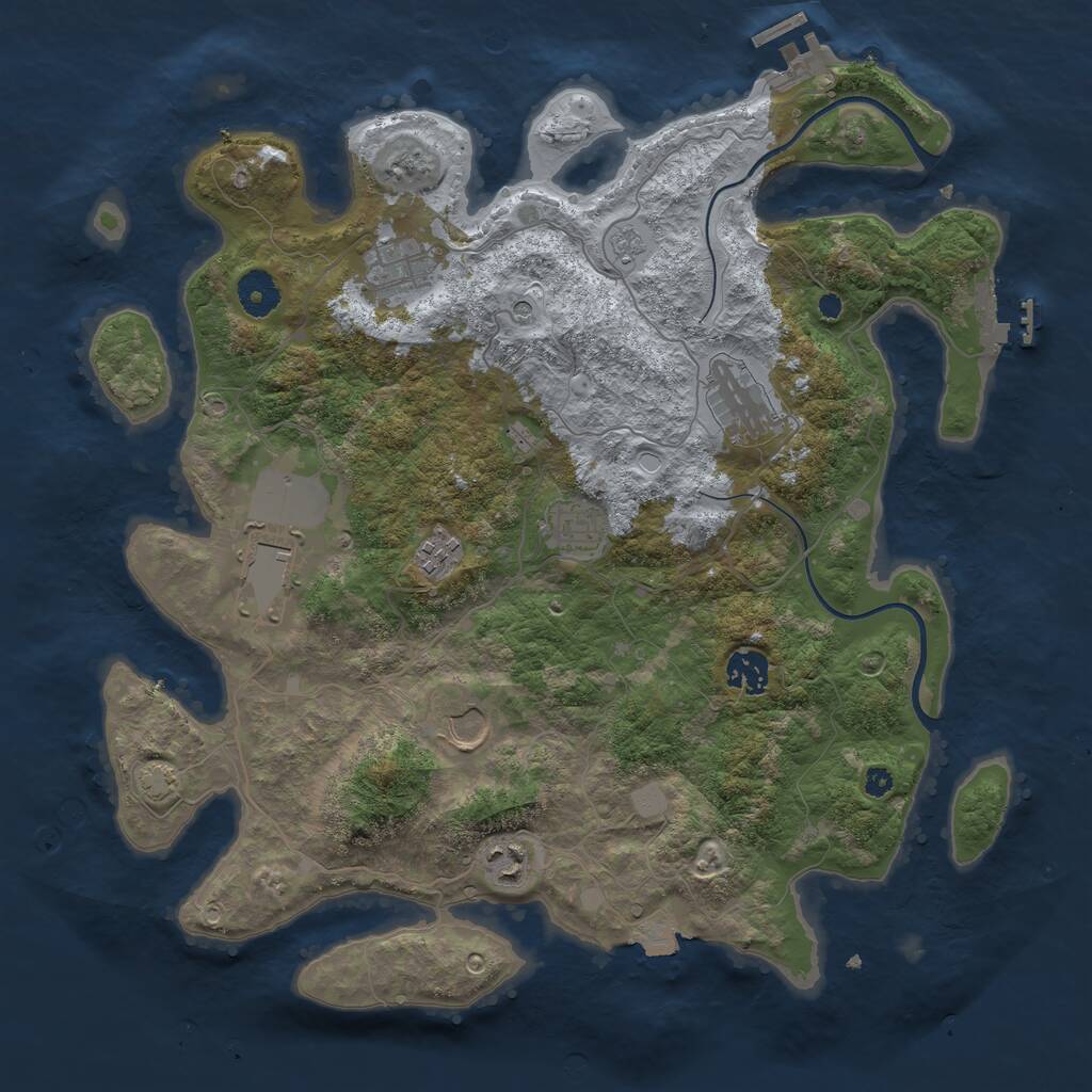 Rust Map: Procedural Map, Size: 3750, Seed: 1232424141, 14 Monuments