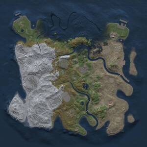 Thumbnail Rust Map: Procedural Map, Size: 3750, Seed: 701510184, 16 Monuments