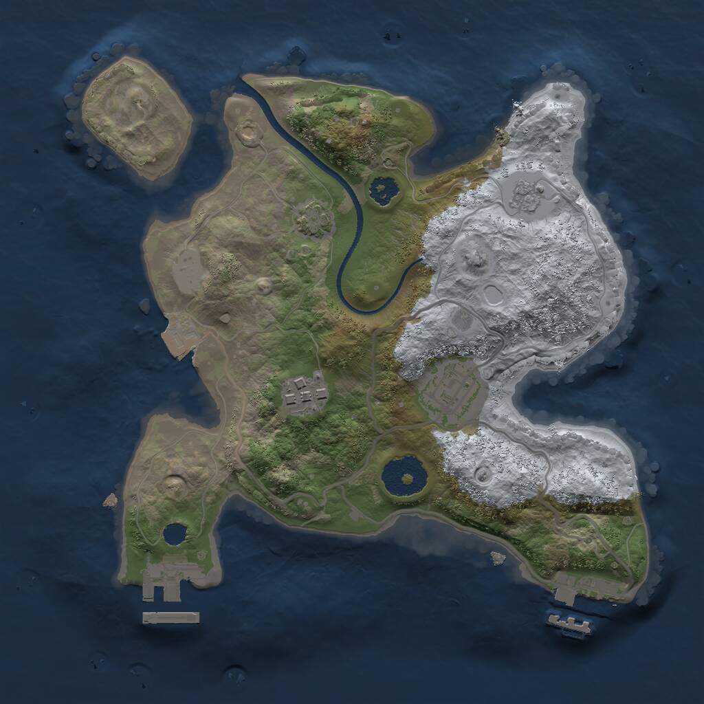 Rust Map: Procedural Map, Size: 2500, Seed: 622000016, 7 Monuments