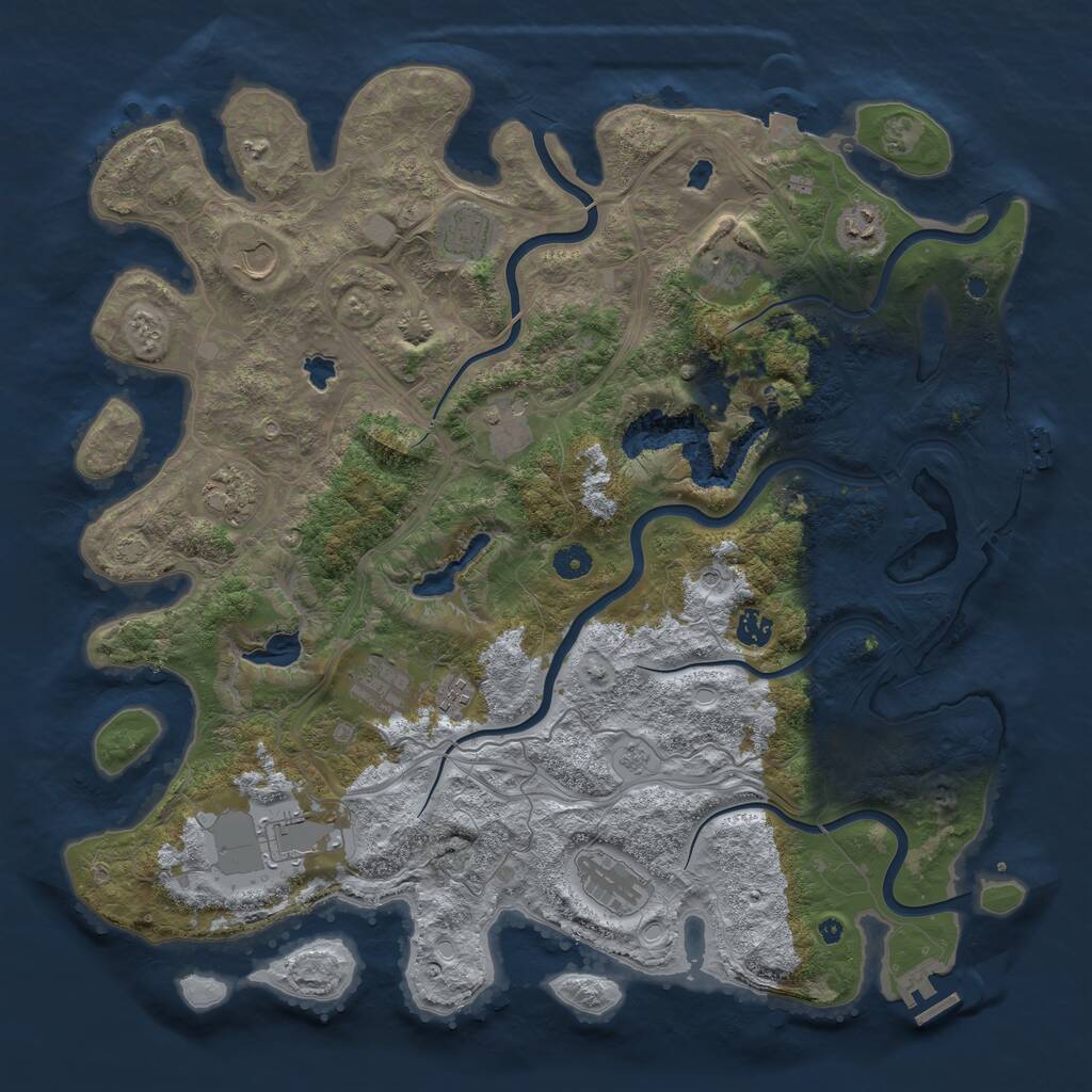 Rust Map: Procedural Map, Size: 4500, Seed: 1799530843, 17 Monuments