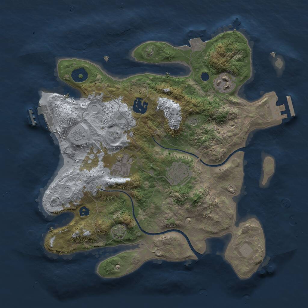 Rust Map: Procedural Map, Size: 3000, Seed: 3387546, 10 Monuments