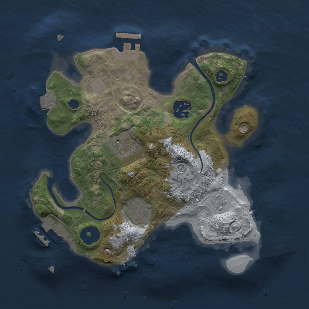Rust Map: Procedural Map, Size: 2500, Seed: 32077, 8 Monuments