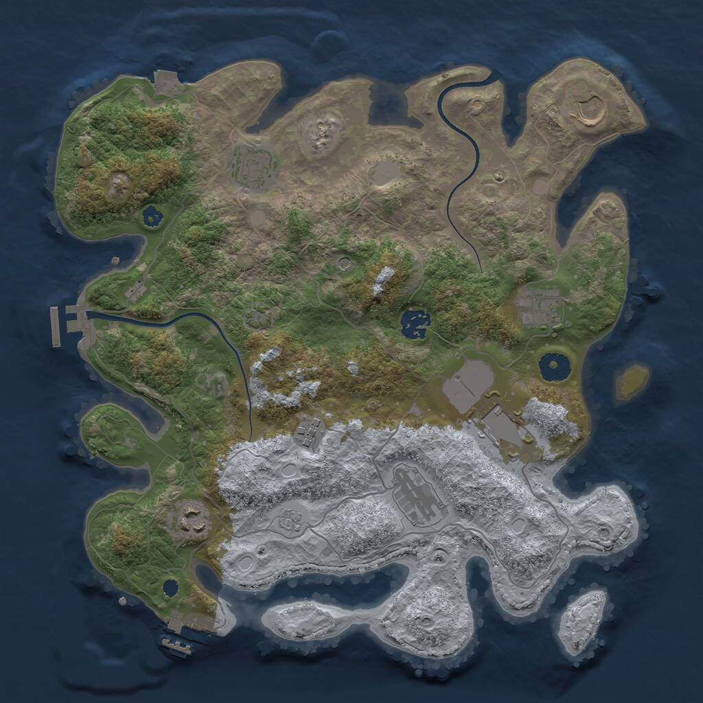 Rust Map: Procedural Map, Size: 3500, Seed: 32423, 14 Monuments